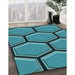 Machine Washable Transitional Teal Green Rug in a Family Room, wshpat1715lblu