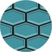 Square Patterned Teal Green Rug, pat1715lblu