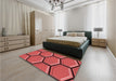 Round Machine Washable Transitional Red Rug in a Office, wshpat1715rd