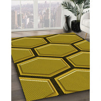 Patterned Dark Bronze Brown Rug, pat1715yw