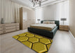 Patterned Dark Bronze Brown Rug in a Bedroom, pat1715yw