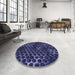 Round Patterned Night Blue Rug in a Office, pat1716blu