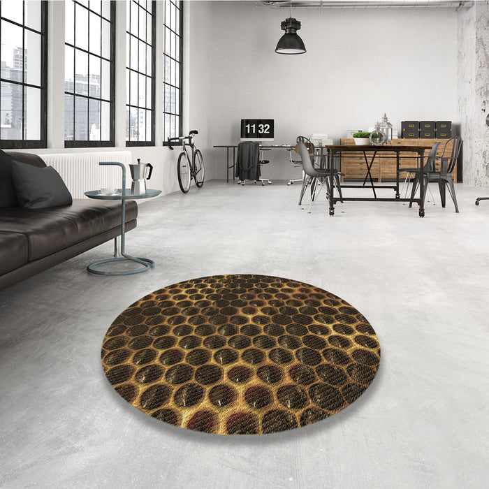 Round Patterned Light Brown Rug in a Office, pat1716brn