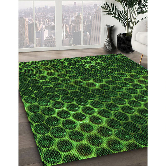 Patterned Dark Lime Green Rug in Family Room, pat1716grn