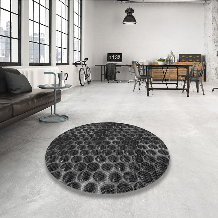 Round Patterned Ash Gray Rug in a Office, pat1716gry
