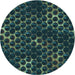 Square Machine Washable Transitional Deep Teal Green Rug in a Living Room, wshpat1716lblu