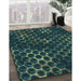 Machine Washable Transitional Deep Teal Green Rug in a Family Room, wshpat1716lblu