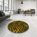 Round Patterned Black Brown Rug in a Office, pat1716yw