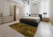 Patterned Black Brown Rug in a Bedroom, pat1716yw