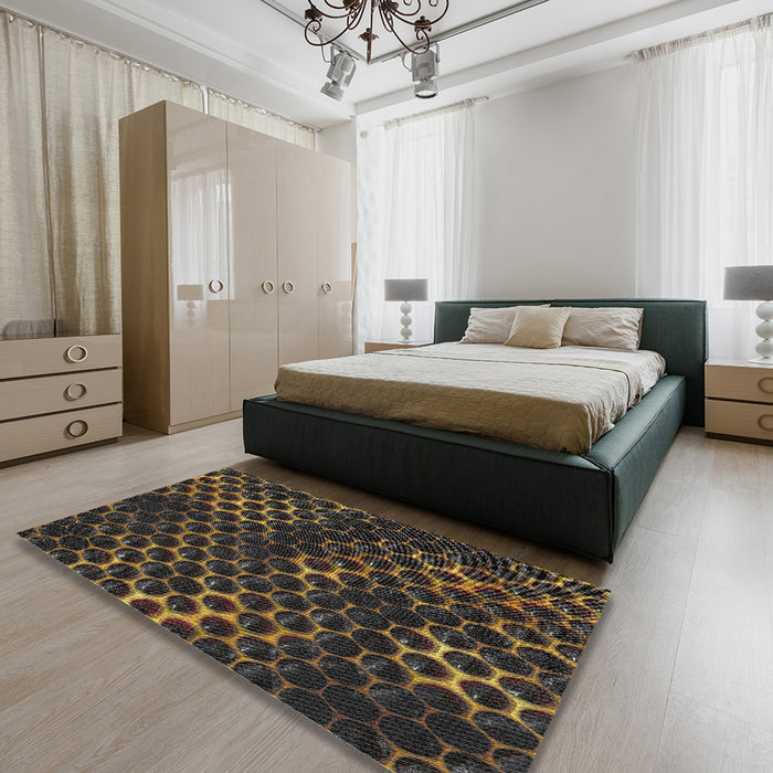 Patterned Brown Novelty Rug in a Bedroom, pat1716
