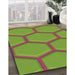 Patterned Green Rug in Family Room, pat1717brn