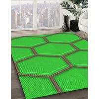 Patterned Dark Lime Green Rug, pat1717grn