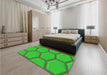 Patterned Dark Lime Green Rug in a Bedroom, pat1717grn