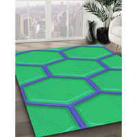 Patterned Spring Green Rug, pat1717lblu