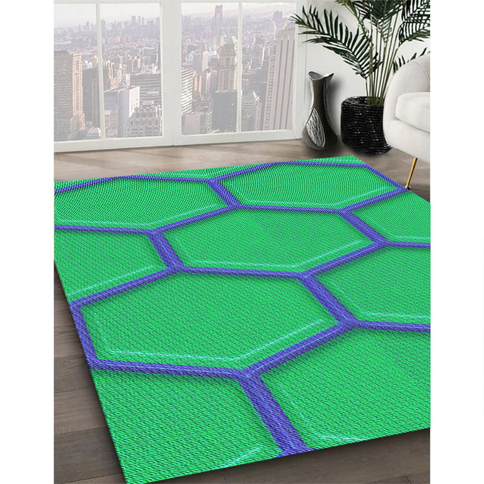 Machine Washable Transitional Spring Green Rug in a Family Room, wshpat1717lblu