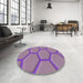 Round Patterned Orchid Purple Rug in a Office, pat1717pur