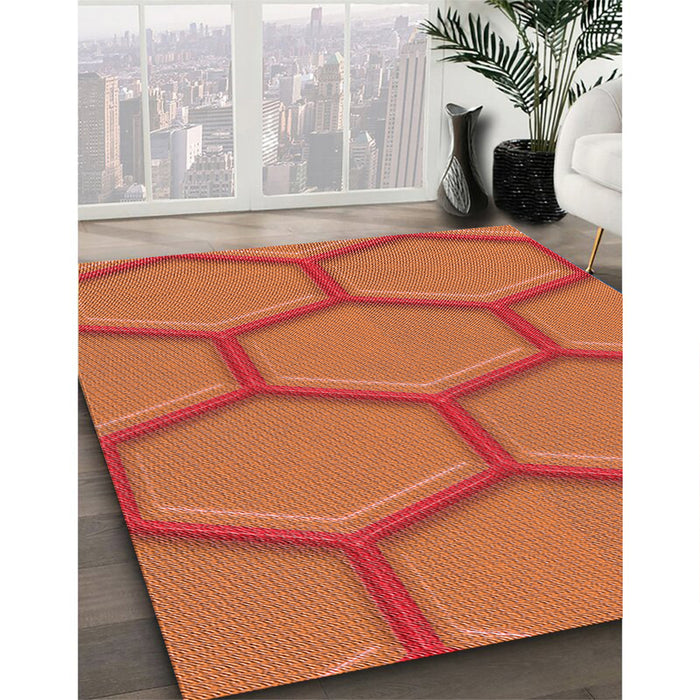 Patterned Orange Rug in Family Room, pat1717rd