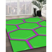 Patterned Forest Green Modern Rug, pat1717