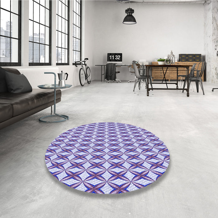 Round Patterned Slate Blue Rug in a Office, pat1718blu