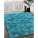 Patterned Bright Turquoise Blue Rug in Family Room, pat1720lblu