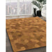 Patterned Neon Orange Rug in Family Room, pat1720org