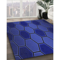 Patterned Denim Dark Blue Rug, pat1721blu