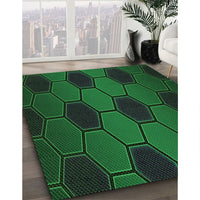 Patterned Dark Forest Green Rug, pat1721grn