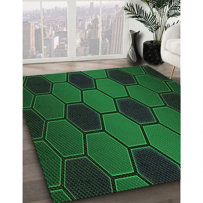 Machine Washable Transitional Dark Forest Green Rug in a Family Room, wshpat1721grn