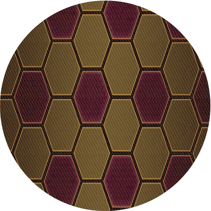 Square Patterned Saddle Brown Rug, pat1721org