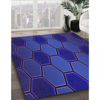 Patterned Denim Dark Blue Rug, pat1721pur