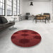 Round Patterned Red Rug in a Office, pat1721rd