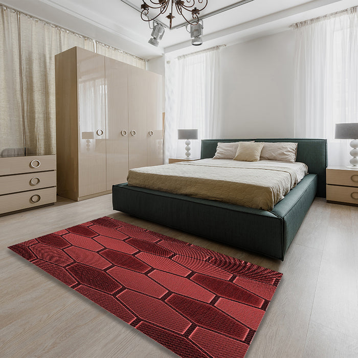 Patterned Red Rug in a Bedroom, pat1721rd
