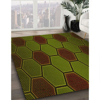 Patterned Olive Green Rug, pat1721yw