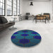 Round Patterned Blue Ivy Blue Novelty Rug in a Office, pat1721