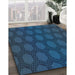 Machine Washable Transitional Bright Navy Blue Rug in a Family Room, wshpat1722lblu