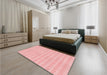 Round Machine Washable Transitional Red Rug in a Office, wshpat1723rd