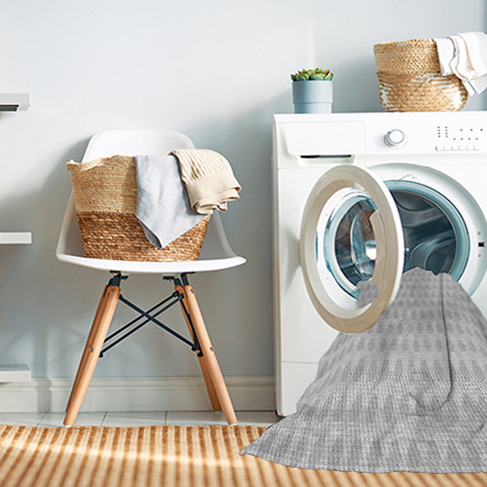 Patterned Platinum Gray Abstract Machine Washable Rug in a Washing Machine, wshpat1723