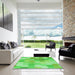 Machine Washable Transitional Emerald Green Rug in a Kitchen, wshpat1724grn