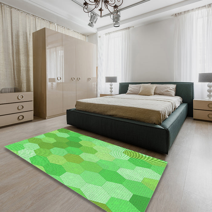 Round Machine Washable Transitional Emerald Green Rug in a Office, wshpat1724grn