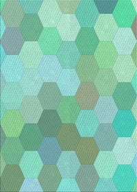 Machine Washable Transitional Mint Green Rug, wshpat1724lblu