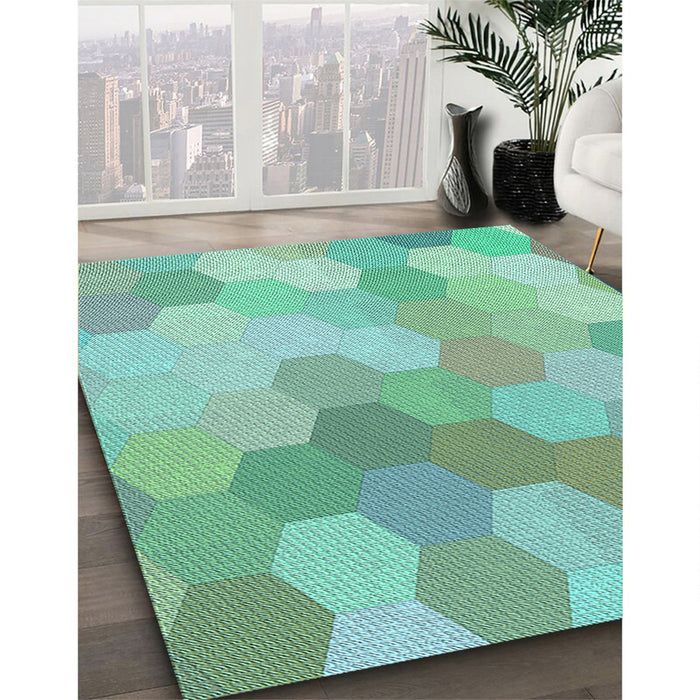 Machine Washable Transitional Mint Green Rug in a Family Room, wshpat1724lblu