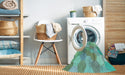 Machine Washable Transitional Mint Green Rug in a Washing Machine, wshpat1724lblu