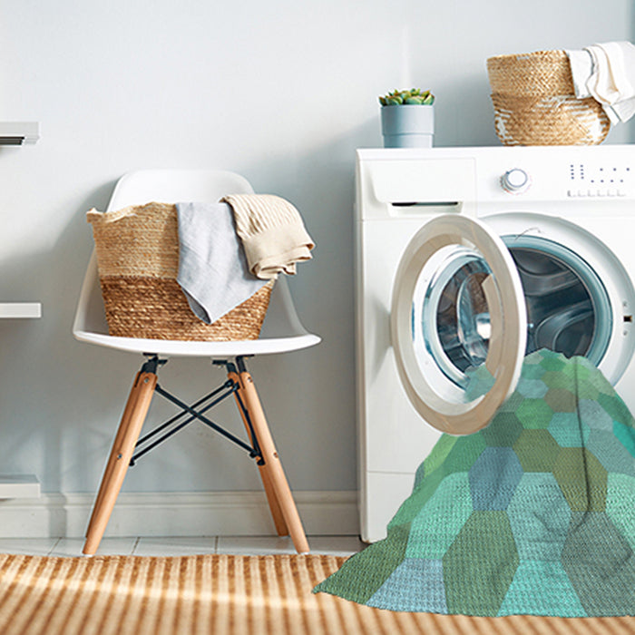 Machine Washable Transitional Mint Green Rug in a Washing Machine, wshpat1724lblu