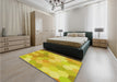 Round Machine Washable Transitional Golden Yellow Rug in a Office, wshpat1724yw