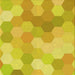 Round Machine Washable Transitional Golden Yellow Rug, wshpat1724yw