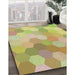 Patterned Tea Green Abstract Machine Washable Rug in a Family Room, wshpat1724