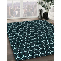 Patterned Black Rug, pat1725lblu