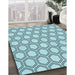 Patterned Deep-Sea Green Rug in Family Room, pat1726lblu