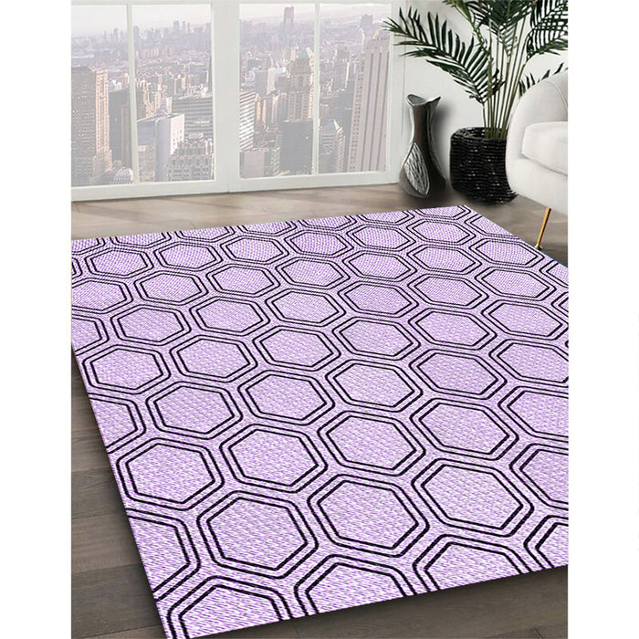Patterned Purple Flower Purple Rug in Family Room, pat1726pur