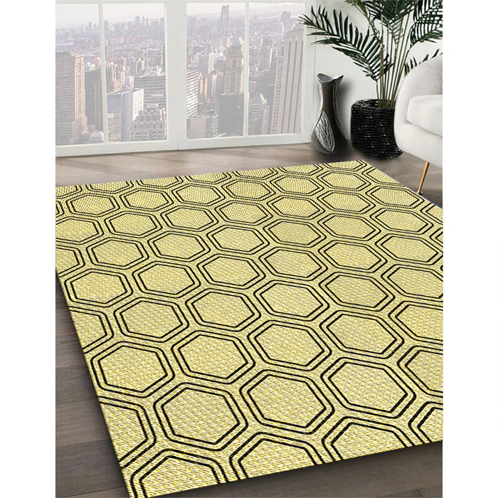 Patterned Sun Yellow Rug in Family Room, pat1726yw